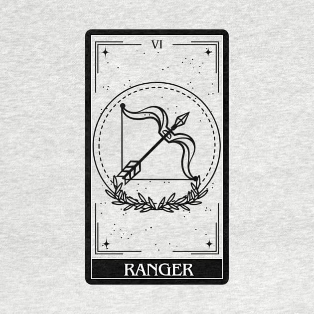 Ranger Tarot Card D&D Nat 20 Dungeons & Dragons T-Shirt Black by JaeSlaysDragons